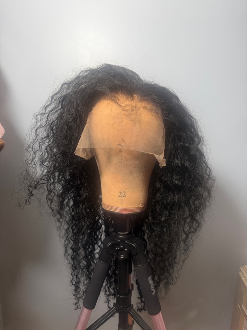 Black /brownCurly human Lace Front Wig - Natural Black